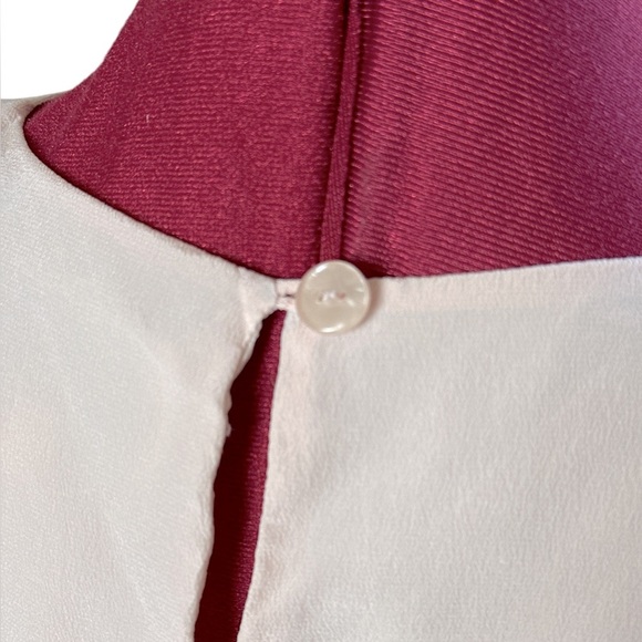 Pink 100% silk loose fit crepe de chine short sleeve blouse with neck detail - Picture 7 of 13